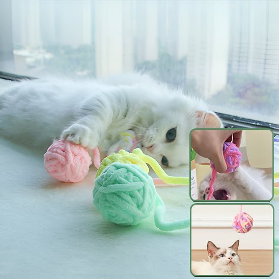 Jouet pour chat - Boule de fil colorée avec cloche - Chatyfyclub