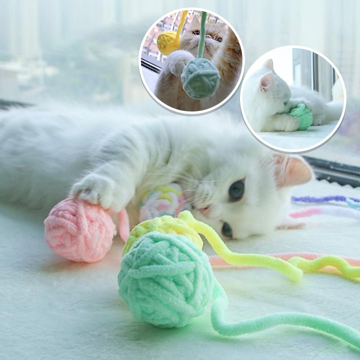 Jouet pour chat - Boule de fil colorée avec cloche - Chatyfyclub