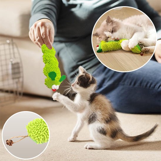 Jouet pour chat - Chenille en peluche vert - Chatyfyclub