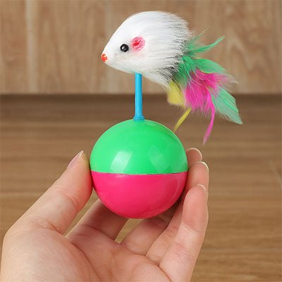 Jouet pour chat - Souris sur balle Ă plume - Chatyfyclub