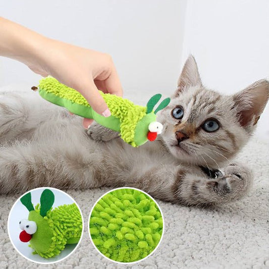 Jouet pour chat - Chenille en peluche vert - Chatyfyclub