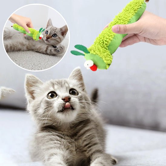 Jouet pour chat - Chenille en peluche vert - Chatyfyclub